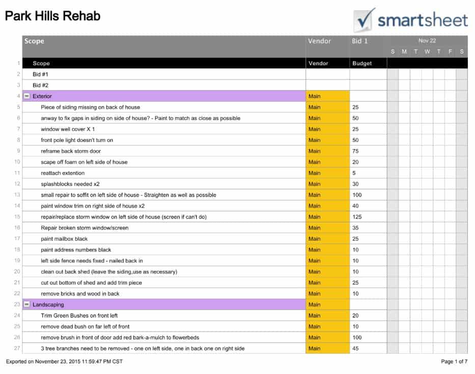 list of needed repairs after auditing home