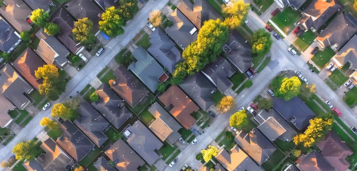 aerial view of residential housing