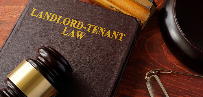 Book with title Landlord-Tenant Law and a gavel.